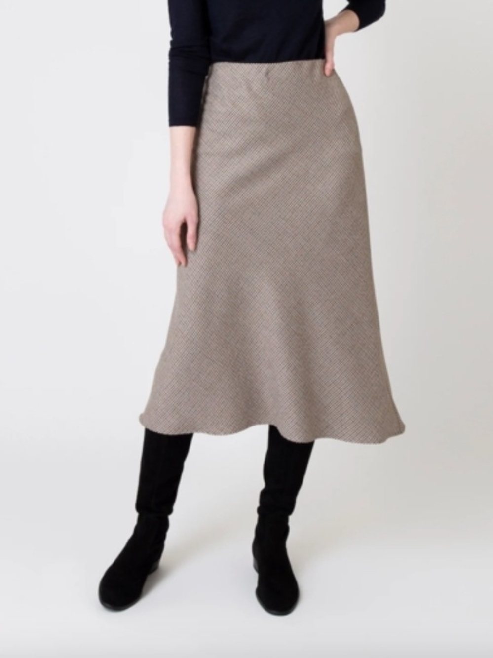 Another Thyme Skirt Classic A-Line Midi Skirt in Taupe suede Size Small